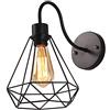 Mengjay Applique da parete interna Edison Lampada Vintage Industriale Gabbia Lampada da Parete Illuminazione a Soffitto per Cucina, Soggiorno,Bar,Ristorante Soffitta Metallo Nero