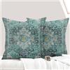 ECZOIL - Set di 2 federe per cuscini (60 x 60 cm, design boho etnico vintage, federa per cuscino morbida, per casa, soggiorno, camera da letto, divano, bohemien art deco, colore ciano)