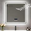 LUVODI Bluetooth Ora Data Specchio Bagno con Led Luce 80x80cm Quadrato Antiappannamento 3000K-6000K Dimmerabile 3 Colori Luce Funzione Memoria in Resina Specchio Retroilluminato + Frontale Luce Più Luminoso
