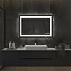 luminorcrest Specchio da bagno con illuminazione,rettangolare,90x70cm,specchio da parete a LED,3 colori di luce, dimmerabile,con touch,anti-appannamento,CRI90+,vetro temperato