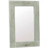 DiKasa Specchio da Parete Etnico Verde con Cornice in Legno di Abete 48x73 cm, Specchiera Decorativa da Muro, Montaggio Verticale per Ingresso, Soggiorno e Camera