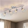 ANWIO Faretti Soffitto Orientabili Argento, Faretto da Soffitto 4 Luci, Plafoniera Soggiorno Faretti Moderno, Lampadario E14 Lampadine per Barra, Cameretta, Cucina, Corridoio (Senza Lampadina)