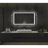 luminorcrest Specchio da bagno con illuminazione, rettangolare, 60 x 100 cm, specchio da parete a LED, 3 colori di luce, dimmerabile, con touch, anti-appannamento, CRI90+, vetro temperato