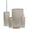Il Gruppone Passione Casa Set Completo Accessori Bagno 5 Pezzi Design Moderno In Plastica Incluso Cestino Pattumiera,Dispenser Sapone Portascopino Con Scopino Incluso,PortaSaponetta,Porta Spazzolini - Beige