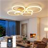 YOLEDY Lampadario Led Soffitto con Telecomando & APP, Plafoniera con 6 Anelli, Lampada da Soffitto Dimmerabile, Memoria di Luce con Timer, Lampadario Moderno Soggiorno Camera da Letto Ufficio, Oro