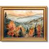 ARPEOTCY Tela d'autunno con cornice, paesaggio di foresta, decorazione | Quadro d'autunno da parete, immagini per camera da letto e corridoio, pittura estetica retrò, cornice dorata