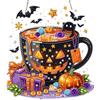 MOTGOM 5D Diamond Painting Pendente Kit Tazza Zucca di Halloween, 5D Pittura Diamante Kit Acchiappaluce, Diamond Painting Artigianale Per La Decorazione Della Parete Di Casa 20x20cm