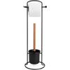 generico Set Porta Carta Igienica e Scopino WC - 16X59 cm Piantana da BAGNO Portarotolo e Scopino in Acciaio Inox - Porta Rotolo Carta Igienica Da Terra con Design Salvaspazio (nero)