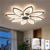 YOLEDY Plafoniera LED Soffitto Smart 80cm, Lampadario Moderno Design a Fiore Dimmerabile Compatibile con Alexa/Google Home, Luce con App/Telecomando per Salotto e Camera, 3000K-6500K, Nero