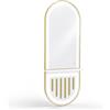 Barberpub specchio da parete con illuminazione, specchio a figura intera con cornice in alluminio con ripiano, interruttore tattile, 3 colori di luce regolabile, per salone, J6257 (Bianco-Oro)