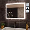 SIRHONA 90 x 70 cm Specchio Bagno con Illuminazione IP44, Specchio LED Bagno con Anti-appannamento, Orizzontale/Verticale, Specchio da Bagno a Parete