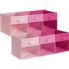 GRANNY SAYS Scatole Portaoggetti con Finestra Trasparente, Cubos Almacenaje | Set di 6 Cubi in Tessuto 27x27 cm, Contenitori a Cubo Pieghevoli per Scaffali, Scatole Portaoggetti Rosa Sfumato