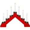 Konstsmide Lampadario in legno, laccato rosso, 7 lampadine trasparenti, 230 V, interno, cavo bianco - 2262-510
