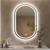 luminorcrest Specchio a LED, ovale, 60 x 80 cm, antiappannamento, vetro in acciaio, 3 temperature di colore, illuminazione laterale e posteriore