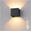 Partenopea Applique da Parete Esterno LED G9 Cubo IP65 Impermeabile Doppio Fascio di Luce Lampadina Sostituibile Design Moderno per Interno ed Esterno (1, Nero luce calda 3000K)