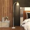 HOMCOM Lampada da terra Soggiorno Bianco Regolabile 127-160 cm | Interruttore, portalampada E27, per camera da letto e ufficio.