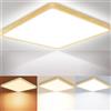 Fynokst Plafoniera LED Soffitto 45 CM 32 W 4000 LM IP54 Finto legno Confezione 1 | 3000K/4000K/6500K Lampada da Soffitto bagno Quadrata per Camera da Letto Cucina Soggiorno Bagno Sala da Pranzo Corridoio