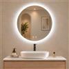 LUVODI Specchio Bagno LED Rotondo 60 cm, Antiappannamento | 3 colori 3000K/4000K/6000K, dimmerabile 20%-100%, memoria, doppio touch, specchio HD senza rame, IP66