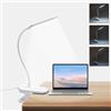 LQWELL® Lampada Da Lettura Con Pinza LED, Luce Da Scrivania Dimmerabile, 3 Livelli Di LuminositÀ E Luci Da Tavolo Con Clip Flessibile A 360° Per Ufficio Domestico (Bianco)