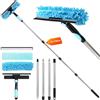 Vorflow Lavavetri 3 in 1 con pulisci vetri 170 cm, Professionale Tergicristallo Staccabile, Lave Vitre con Manico Telescopico 4 Sezioni, per，Vetri，Finestre Alte, Esterni, Bagno, Auto