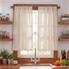 Alaoo 2 Pezzi Tende Lino, 115 * 65cm, Naturale, Corto, Traslucido | Tende Cucina Lino, Adatto per Arredare Soggiorno e Camera da Letto, Adatto Anche per Finestre e Davanzali di Piccoli Bagni