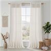 MYSKY HOME Tenda in lino con fori web, stile bohémien, stile vintage, stile rustico, macramè, con occhielli, in mussola per soggiorno, camera da letto, semitrasparente, 140 x 260 cm, 2 pezzi