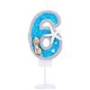 Kinsynko Candela 3D blu oceano numero 6, conchiglia perla, stella marina topper per torta