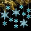 Kiiwah 25 Pezzi Fiocchi di Neve in Cristallo Acrilico Trasparente, Ornamenti per Albero di Natale in Acrilico Fiocchi di Neve con Linea per Appendi l'Albero di Natale, la Porta, il Camino o la Finestra