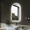 SIRHONA Specchio da bagno ad arco 90 x 50 cm, dimmerabile, 3 colori leggeri, anti-appannamento, memoria, IP44, presa, specchio luminoso bagno, orizzontale/verticale