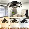 Aigostar Ventilatore da Soffitto con Luce e Telecomando | Lampadario Ventola Soffitto, 60W, 4400LM, 2700K-6500K Dimmerabile, Timer, DC Motore Silenzioso, 5 Pale, φ48cm, Nero