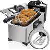 Cecotec Friggitrice elettrica in acciaio inox CleanFry 3L, capacità 3 l, temperatura fino a 190ºC, secchio smaltato lavabile in lavastoviglie, filtro antiolio mantiene l'olio pulito