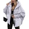nicticsi Giubbotto Corta da Donna Invernale Caldo Cerniera Cappotto Patchwork di Peluche Casuale Vintage Outerwear con Tasca Tinta Unita Giacche Polsini a Maglia