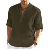 PADOLA Camicia in Lino Uomo Camicie Slim Fit Elegante Bianco Camicia Estiva Estate Maniche Lunghe Casual