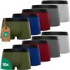 Kemes Boxer da uomo, confezione da 10 pezzi, cotone nero, mutande traspiranti