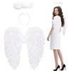 Winwild Ali d'angelo bianche con aureola Set, 60×60 cm Halloween Ali d'angelo Aureola Angelo Diavolo Costume da donna Accessorio per costume di Halloween Alir d'angeloe Grandi carnevale Festa Travestimento