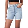 Alaster Queen Pantaloncini da donna elasticizzati in denim, con orlo Raw