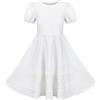 Sunny Fashion Vestito Bambina Rosa Solido A-Line Annata Puff Manicotto Primavera Estate 4-8 Anni
