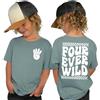 BOUTIKOME 4° compleanno ragazzo t-shirt Four Ever WILD stampa maglietta quarto compleanno maglietta per ragazzi bambini maglietta estiva a maniche corte top quattro anni annuncio abiti