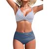UMIPUBO Costume Donna Due Pezzi Bikini Pancia Pieghe Contenitivo Collo A V Sexy Curvy Modellante Vita Alta Push Up Schiena Nuda Con Coppe Mare Costume Da Bagno