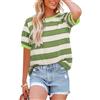 Cuptacc Maglietta da donna a collo rotondo largo a maniche corte a righe tunica chic ed elegante top