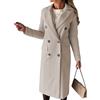 Generic Cappotto invernale da donna Cappotto invernale da donna in misto lana color cammello, di media lunghezza, con revers a doppio petto e tacca