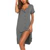 Ekouaer Camicia da Notte Donna Parto Ospedale Abbigliamento da Notte con Bottoni Aperta Davanti Estiva Manica Corta