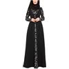 Generisch Abito da donna Solido Abaya Musulmano Manica Lunga Girocollo Maxi Abito Eid Abiti Abito Abito Medio Nero Per Musulmano, Nero , XXL