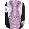 Barry.Wang Cravatte Uomo Seta Paisley floreale Fazzoletto e Gemelli per Festa di Matrimonio
