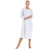 Camille Ladies Long Sleeved Nightdres s- Smooth Womens Nightwear - Nightie with Embroidery & Piping Across The Chest And Neck Button Fastening
