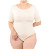 LEELA LAB Body Donna Taglie Forti, con Maniche Corte, Scollo a Barchetta e Chiusura Regolabile, Realizzato con Tecnologia Seamless Senza Cuciture - Made in Italy
