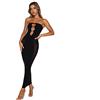 KBRPEY Abito Lungo da Donna Sexy Bodycon Vestito Senza Spalline Aderente da Sera Taglio out Estiva Casual Nero Abito a Spalla Tinta Unita Party Cocktail Clubwear Festa