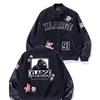 X-LARGE Giacca XLARGE x SpongeBob Varsity nera in pelle manica con logo ricamato