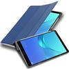 Cadorabo Custodia Tablet per Huawei MediaPad M5 8 (8.4 Zoll) in BLU SCURO JERSEY - Copertura Protettiva Molto Sottile di Similpelle in Stile Libro CON Auto Wake Up e Funzione Stand