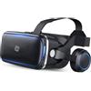 NK Occhiali 3D VR per Smartphone - Visore Intelligenti di Realtà Virtuale con Audio per Smartphone tra 4,7 - 6,53, Angolo Visione 90 - 100º, Rotazione 360°, Obiettivo e Pupilla Regolabile - Nero